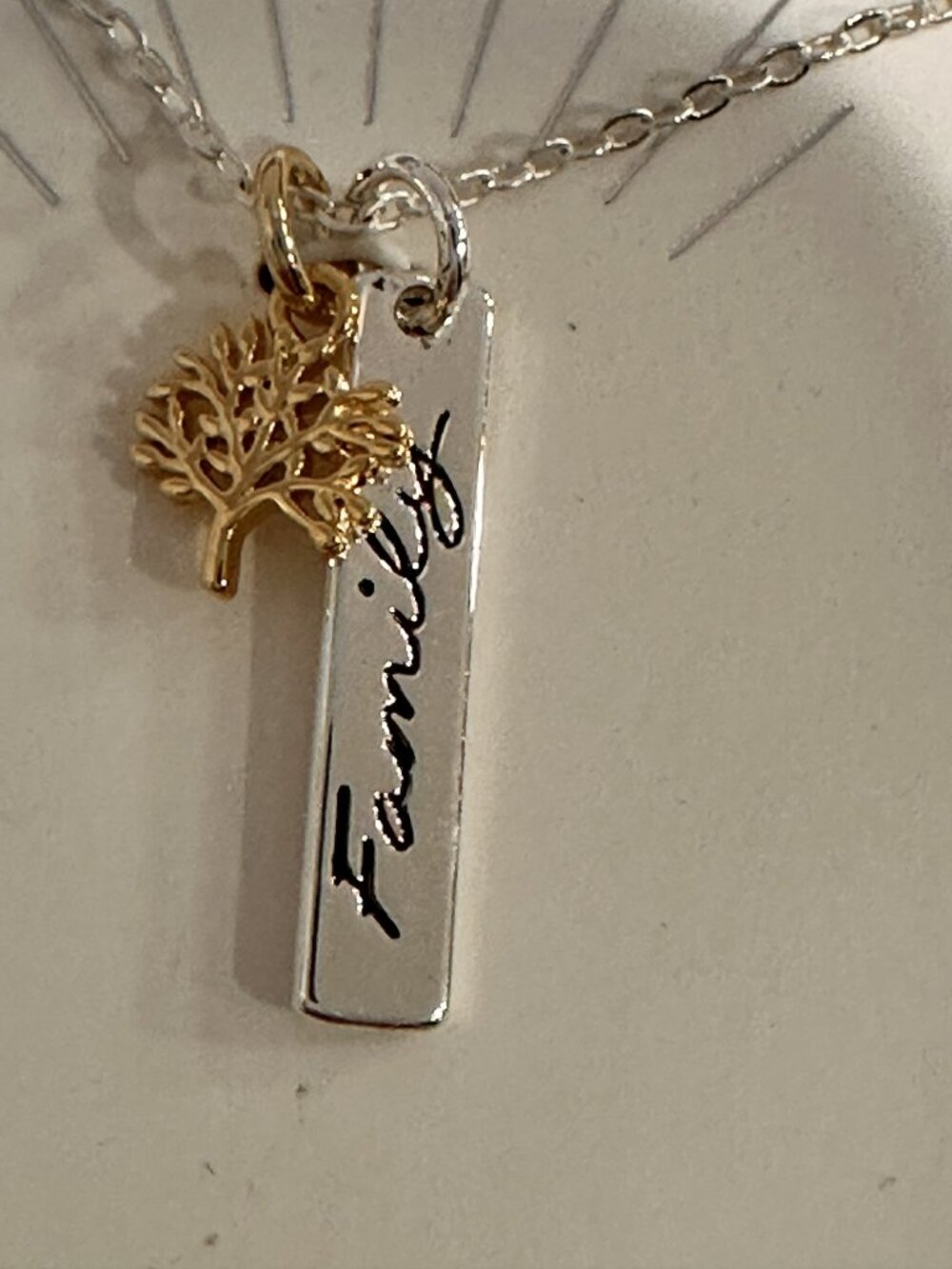 Silver-Plated Family & The Tree of Life Charms Necklace NWT